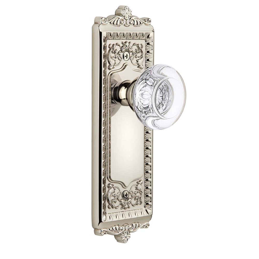 Grandeur by Nostalgic Warehouse WINBOR Complete Passage Set Without Keyhole - Windsor Plate with Bordeaux Knob in Polished Nickel